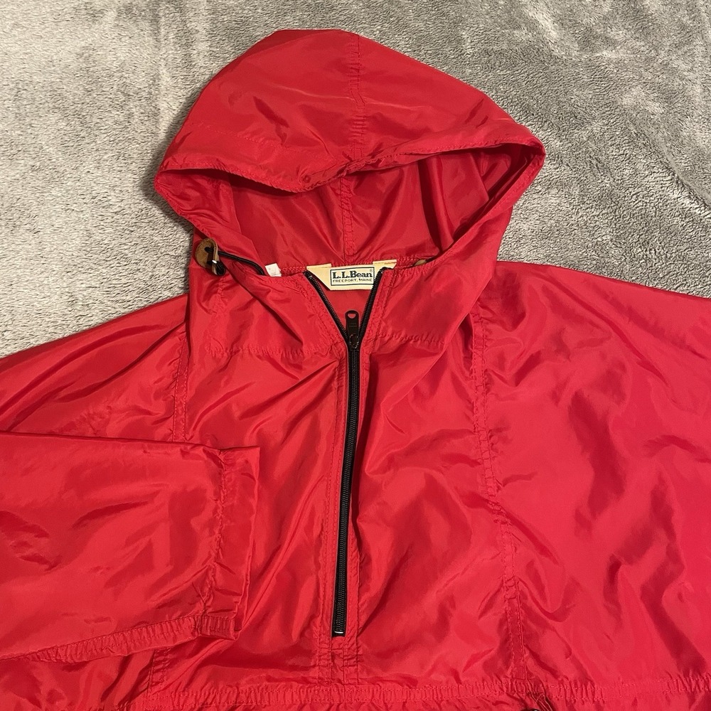 Vtg LL Bean Jacket Men's Size Large Half Zip Anorak RED USA 90s Hunt Rain Hike